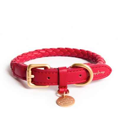 Swag & Wag  Luxury Italian Leather Dog Collar Brown