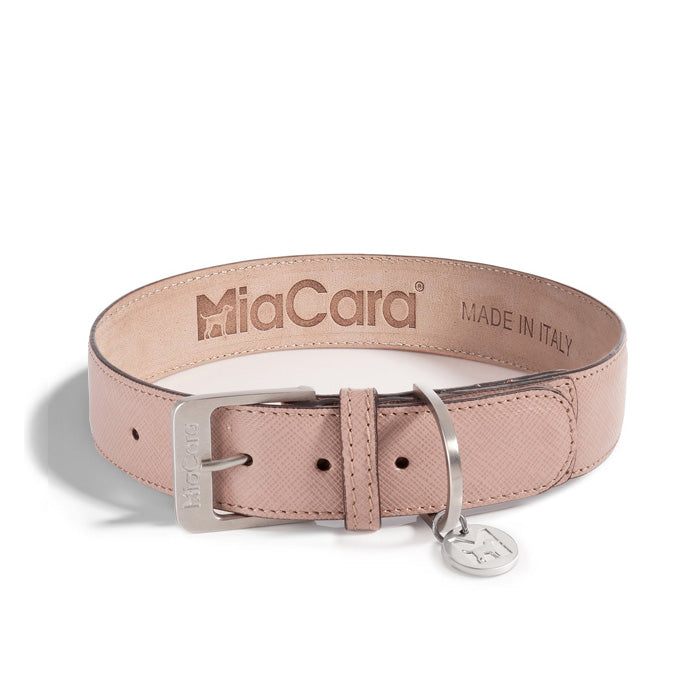 Pink leather dog collar from Miacara