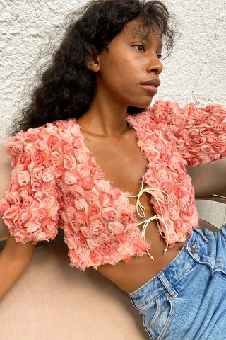 3d floral crop top from Lisa Says Gah