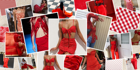 pop of red summer fashion collage how to style red fabric 