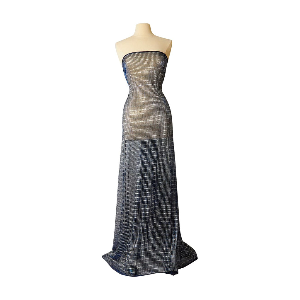 NAVY/SILVER | 26115 - FINOA DOTTED FOIL LUREX MESH - Zelouf Fabrics