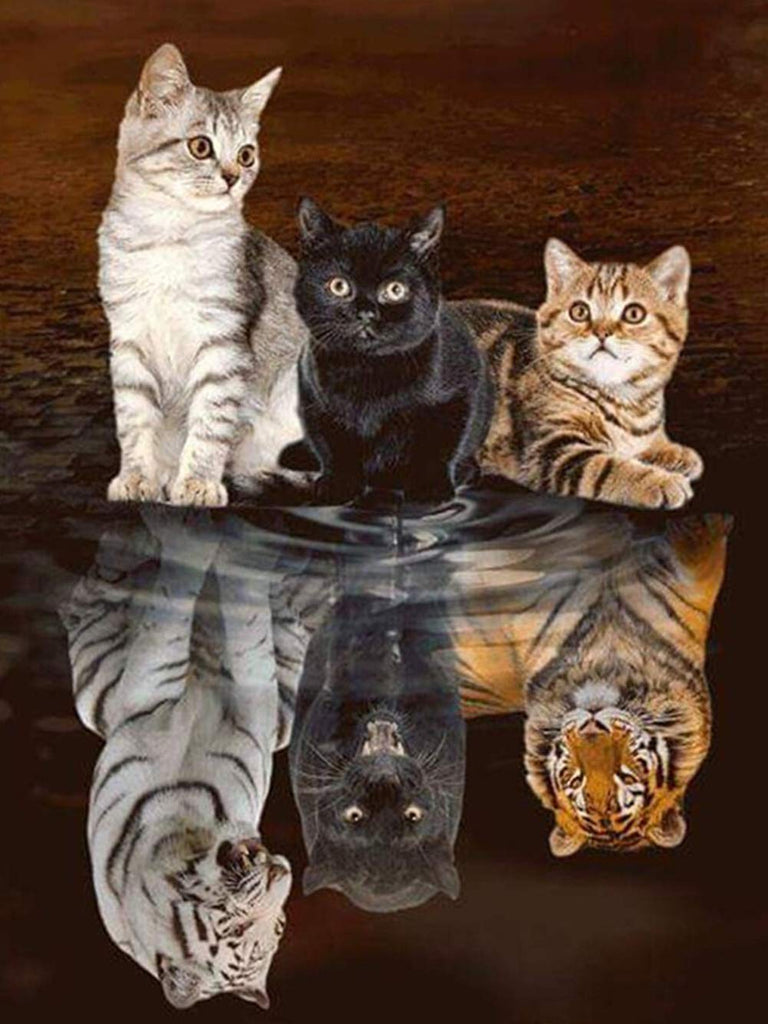 Broderie Diamant Groupe Chat Reflet Groupe Tigre Broderie Paris