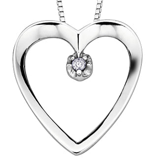 14K White Gold Pave Diamond Heart Necklace 001-165-00314