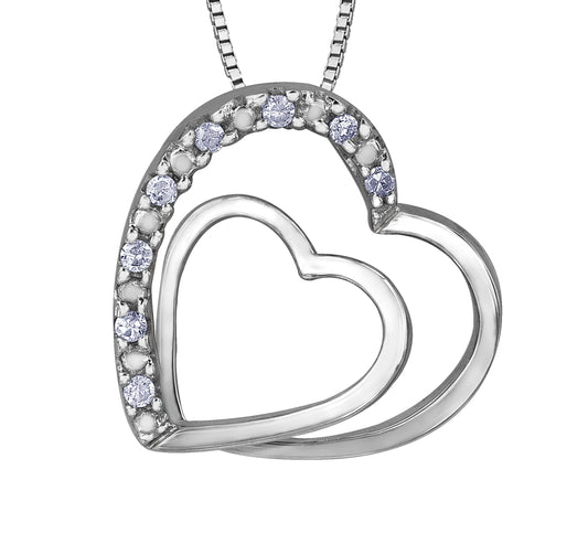 14K White Gold Pave Diamond Heart Necklace 001-165-00314