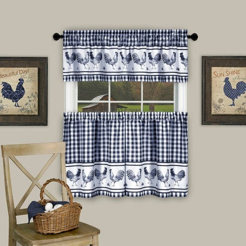 Checkered curtain on a farmhouse windowsill
