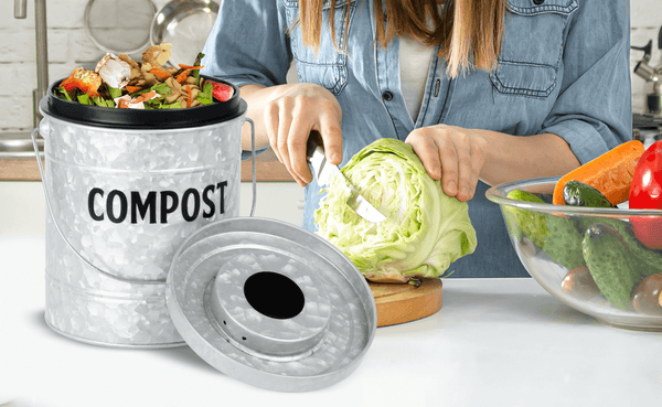 Extra Large Compost Pail for Kitchen Counter by Saratoga Home