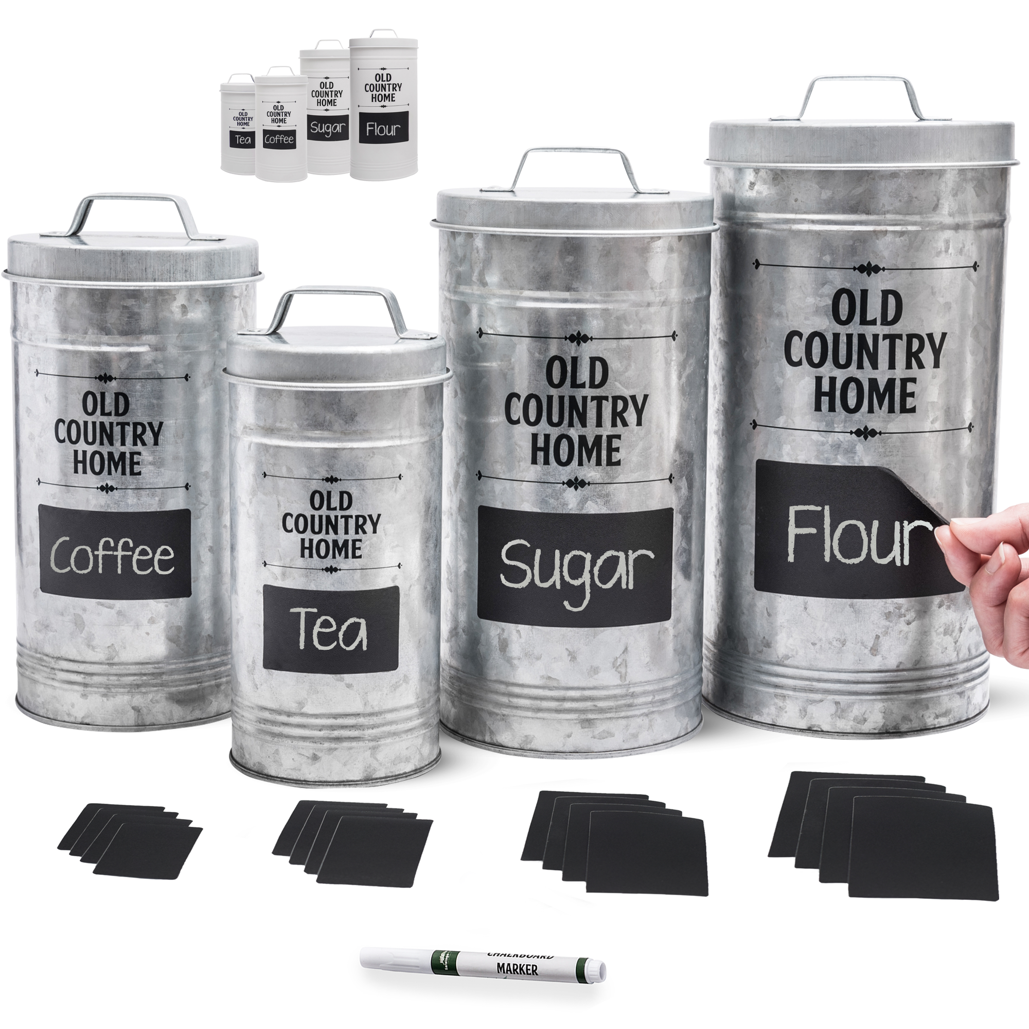 Farmhouse Kitchen Canisters Set by Saratoga Home - Removable Chalkboard Labels 4