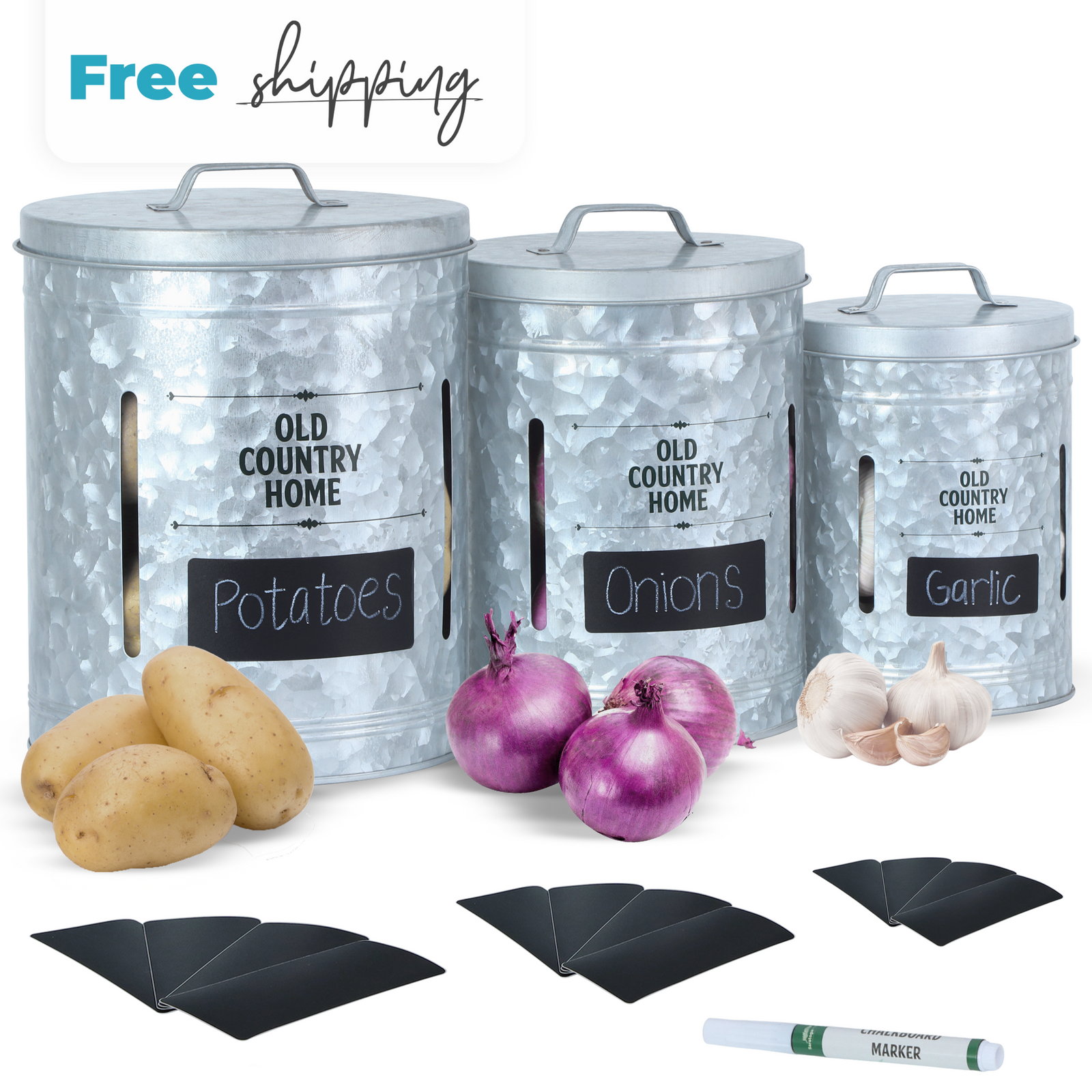 Onion and Potato Storage - Potato Keepers, Extra Large Set, White -  Saratoga Home