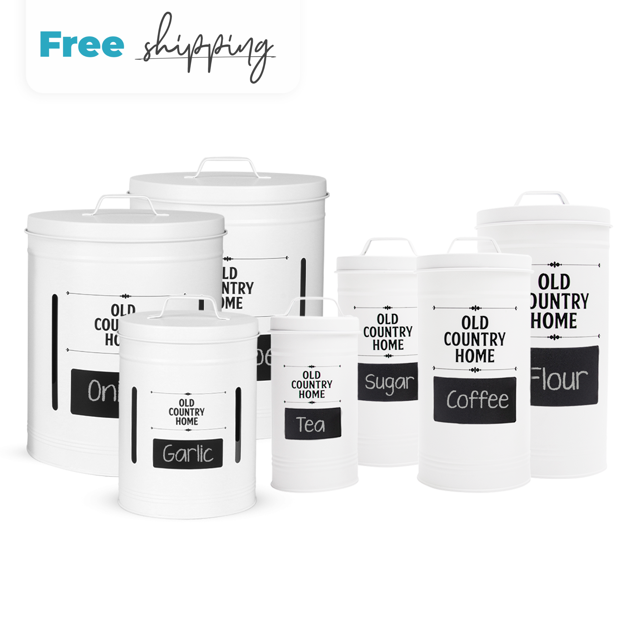 Coffee Tea Sugar Flour Metal Tin Jars Food Storage Container Set Kitchen  Canister Set - Canister Sets - Galvanized decor products manufacturer for  home and garden