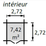 Dimension intérieur abri de jardin Valodeal