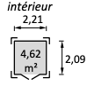 Dimension intérieur abri de jardin Mareuil