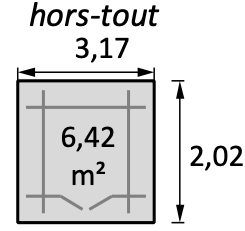 Dimension hors tout abri de jardin Florine