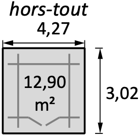 Dimension hors tout abri de jardin Valmont