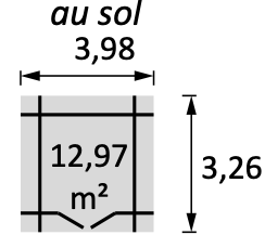 Dimension au sol abri de jardin Frévent
