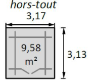 Dimension hors tout abri de jardin Valodeal