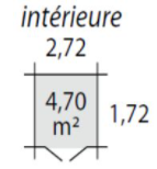Dimension intérieur abri de jardin Flodova