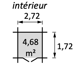 Dimension intérieur abri de jardin Florine