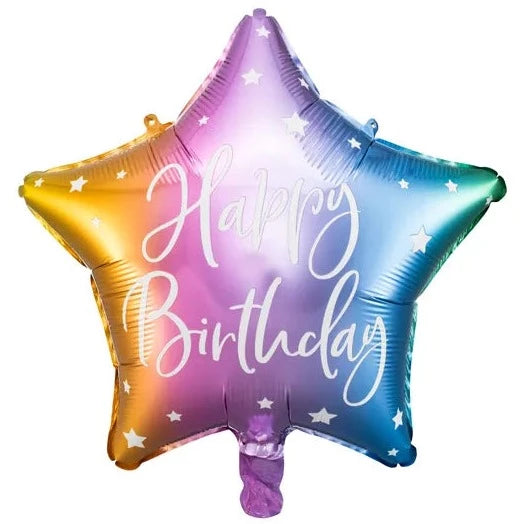 Folie ballon ster Happy Birthday gradient 40 cm