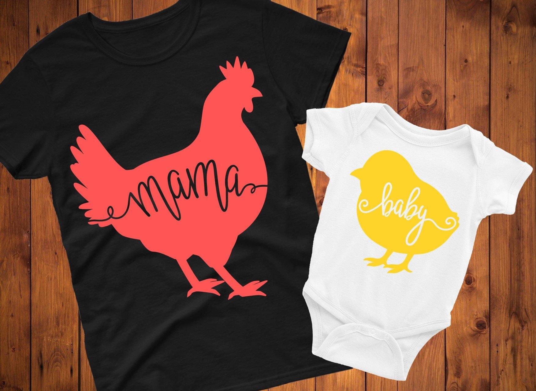 Download Mama Hen And Baby Chick Svg Dxf Png Clip Art By Printsofpop