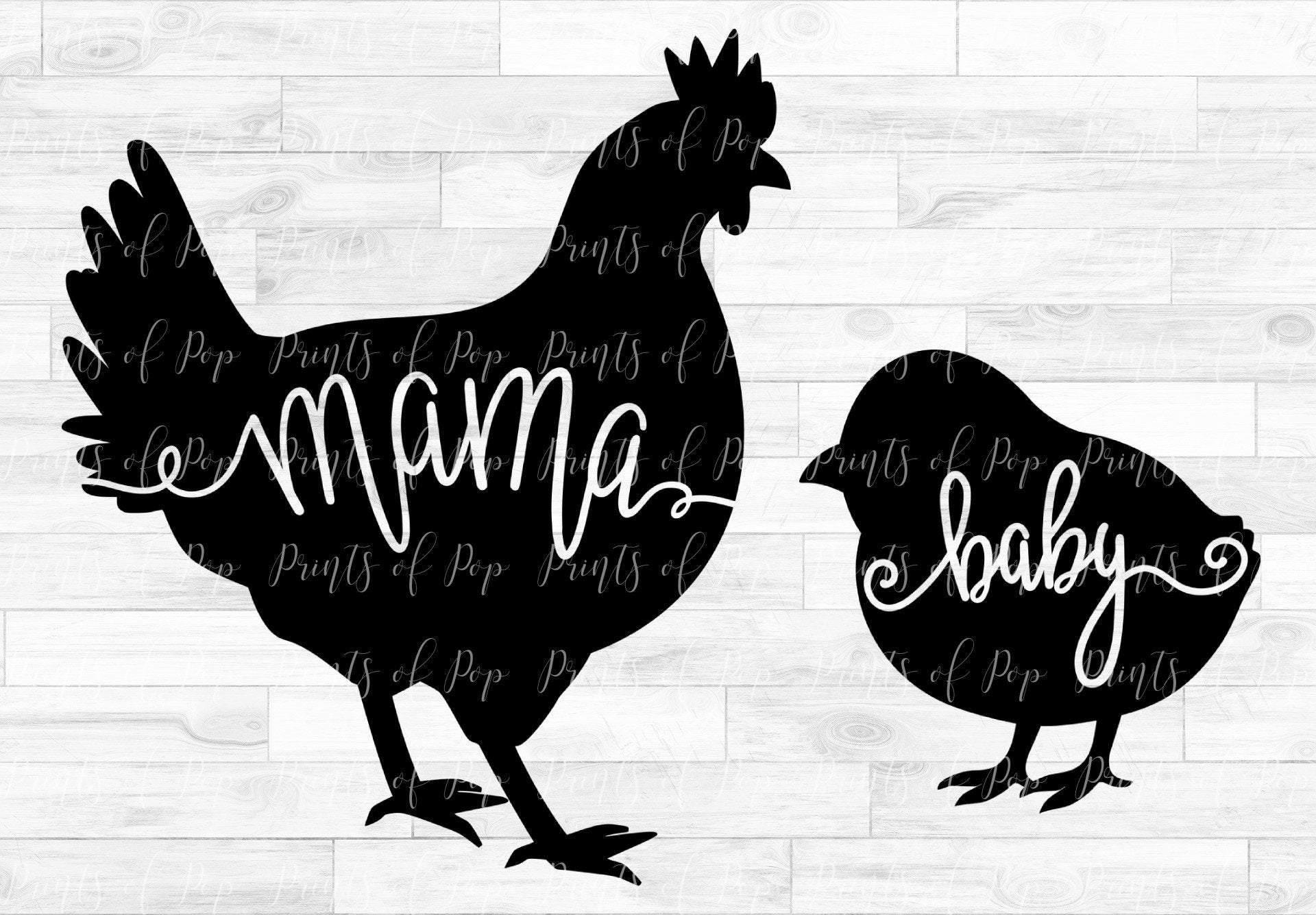 Download Mama Hen and Baby Chick svg dxf png - PrintsOfPop