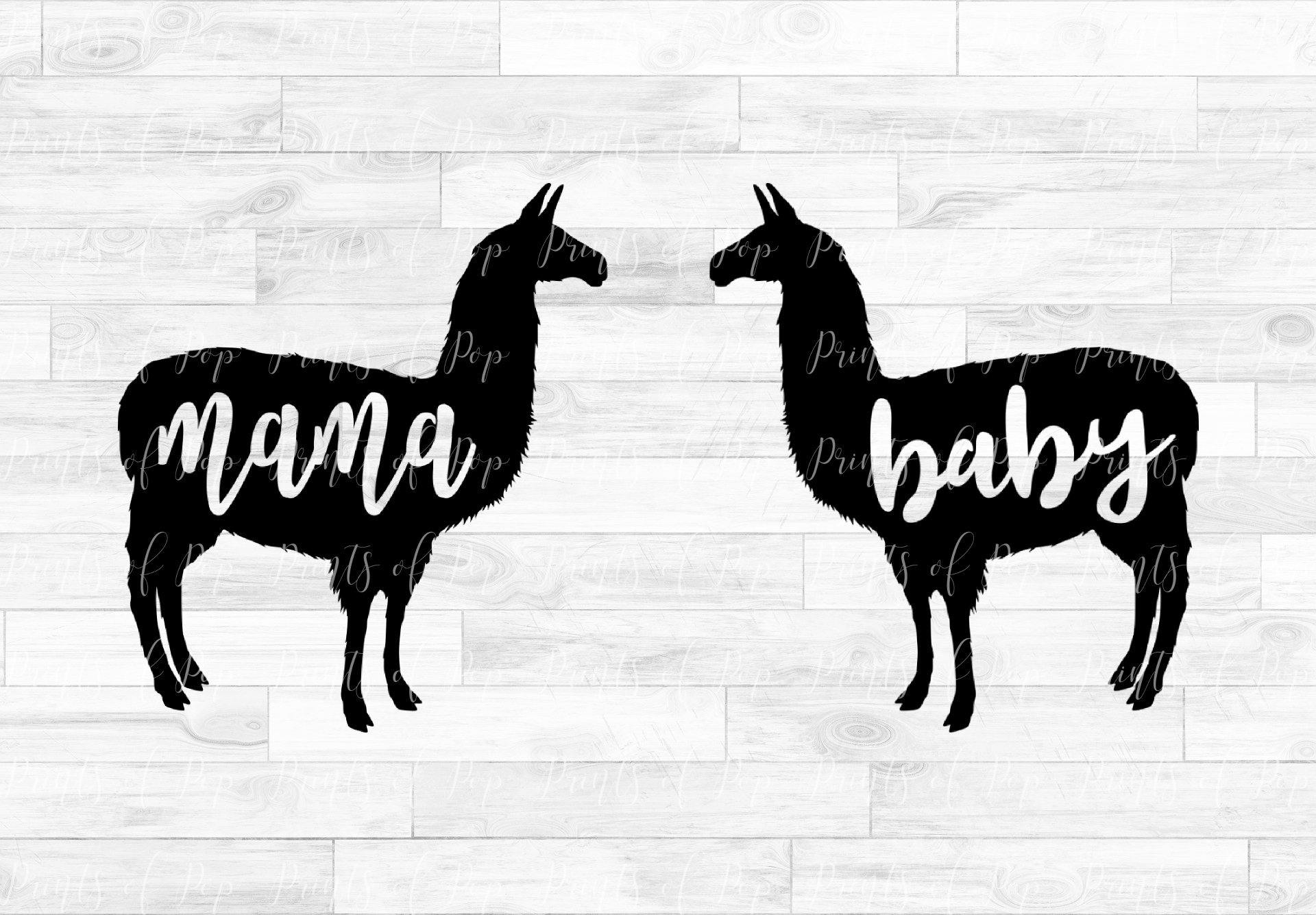Download Mama Llama And Baby Llama Svg Dxf Png Clip Art By Printsofpop