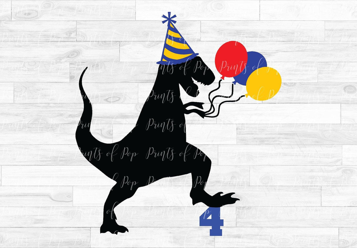 Download Dinosaur 4th Birthday svg dxf png - PrintsOfPop