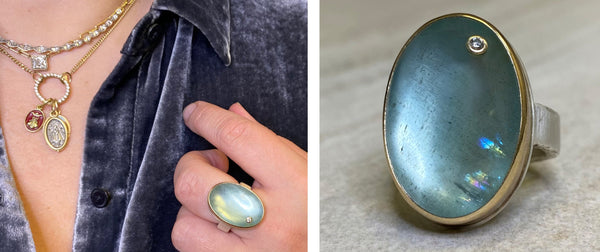 Aquamarine Jamie Joseph ring worn on Jennifer Gandia