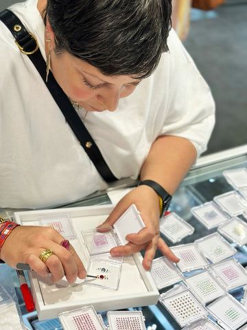 Jennifer Gandia sourcing gemstones in Tuscon Arizona 