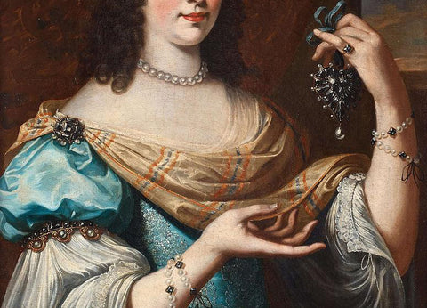 Charles Beaubrun Attributed To, Portrait Of A Woman In A Blue Dress With Lots Of Jewellery. is a painting by Charles Beaubrun 