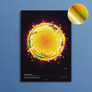 Black Hole Star Poster – Printed with Sparkly Foil – the