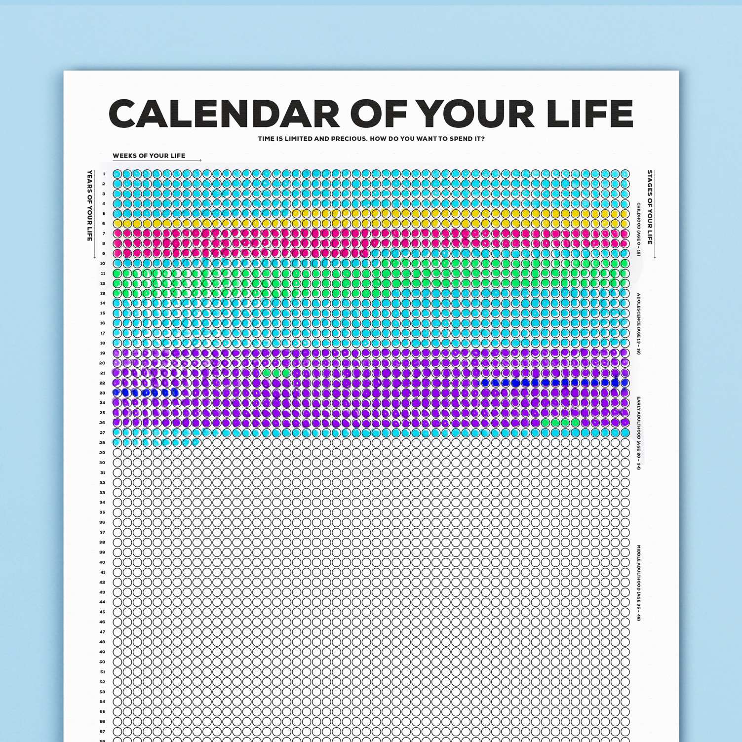 Calendar of Your Life Infographic Poster (B&W) the kurzgesagt shop