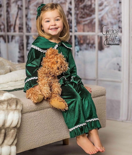 Beau Kids Olive Velvet Pyjamas – Sloane and Faith