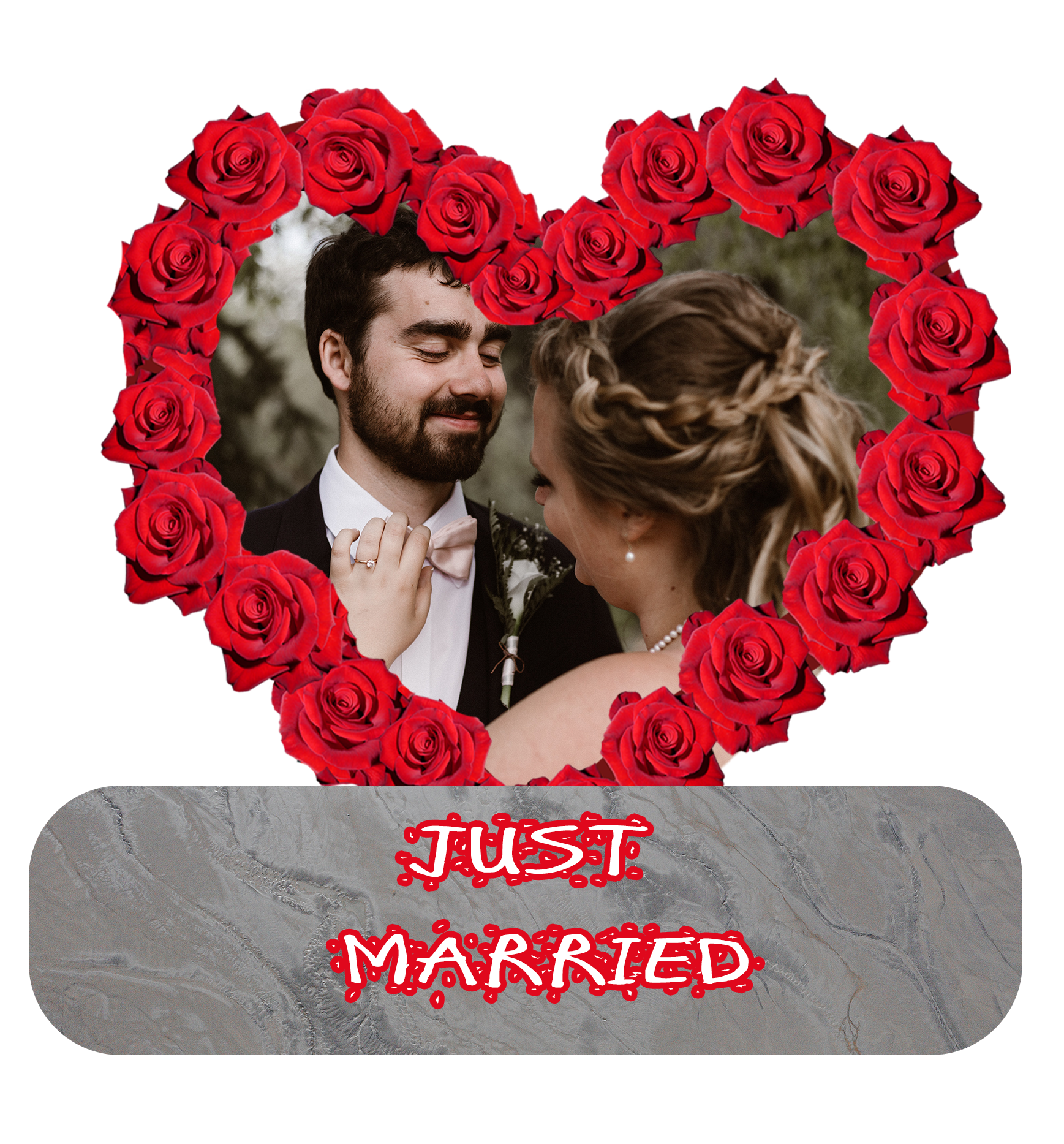 Red Rose Heart Just Married