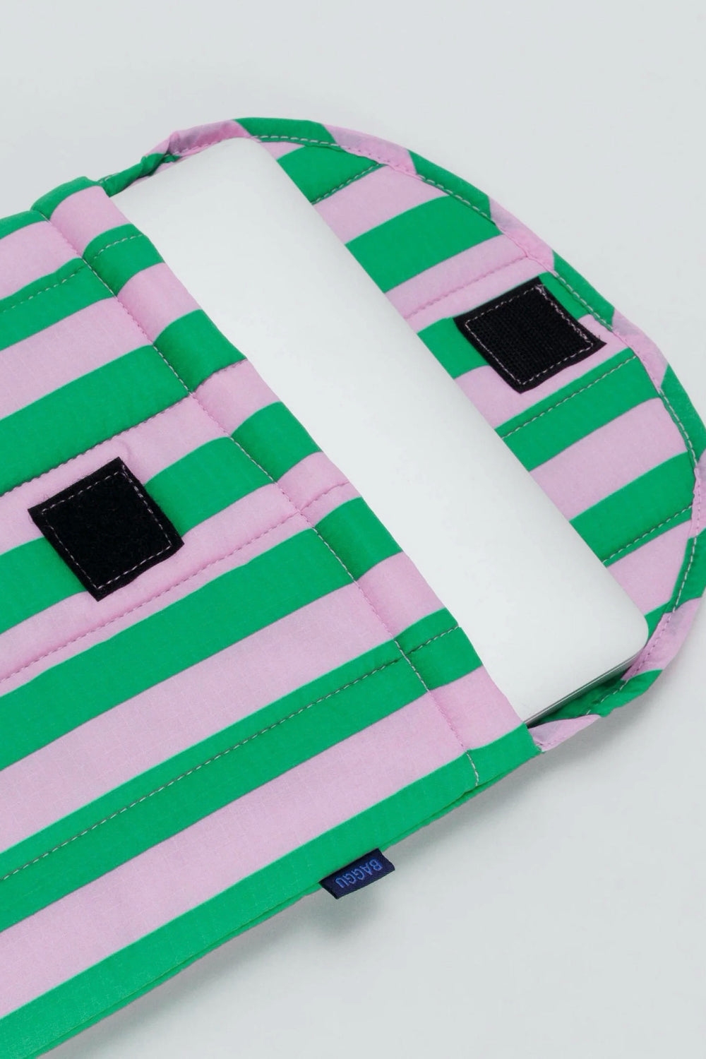 Pink + Green Awning Stripe Puffy Laptop Sleeve