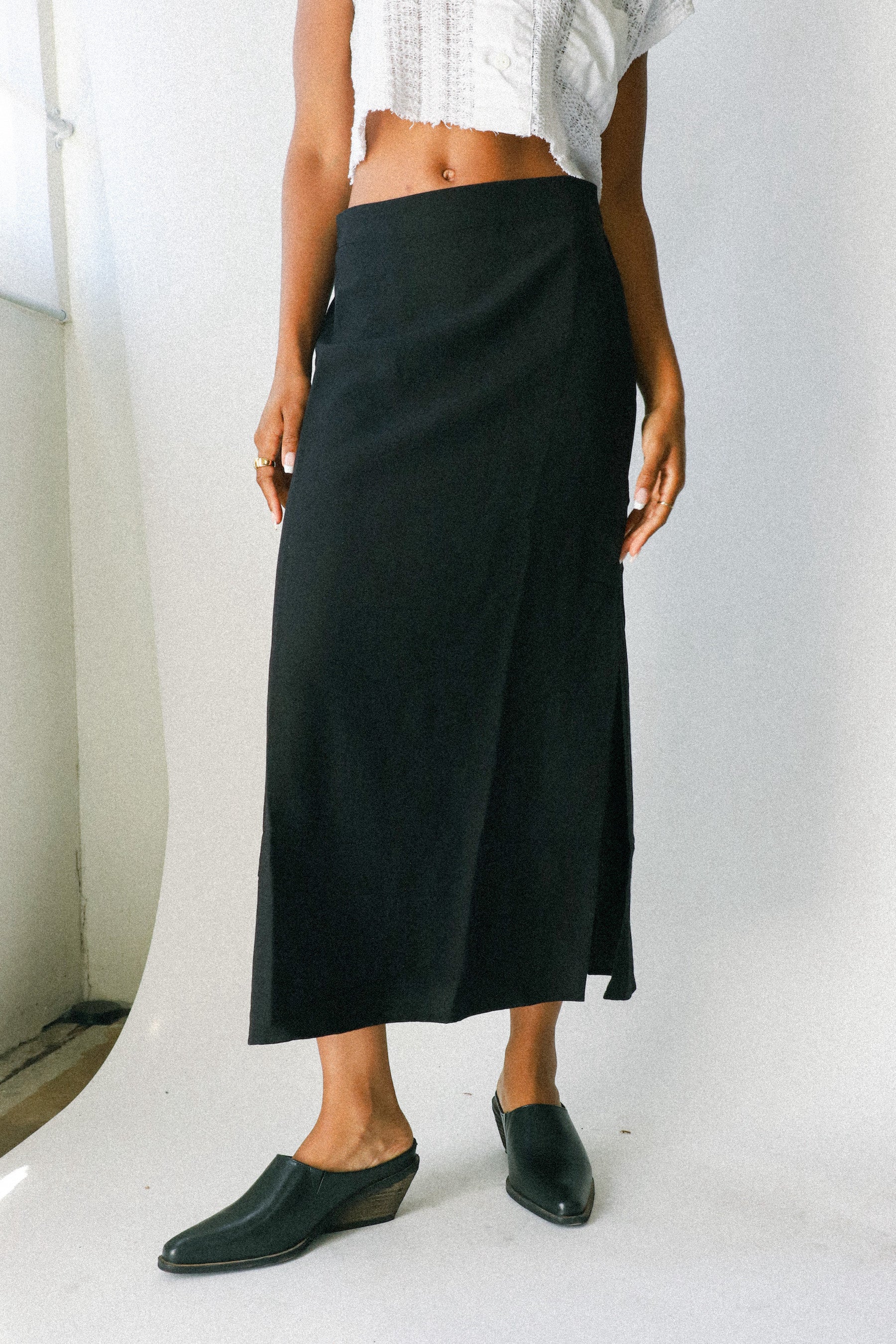 Black Classic Midi Skirt