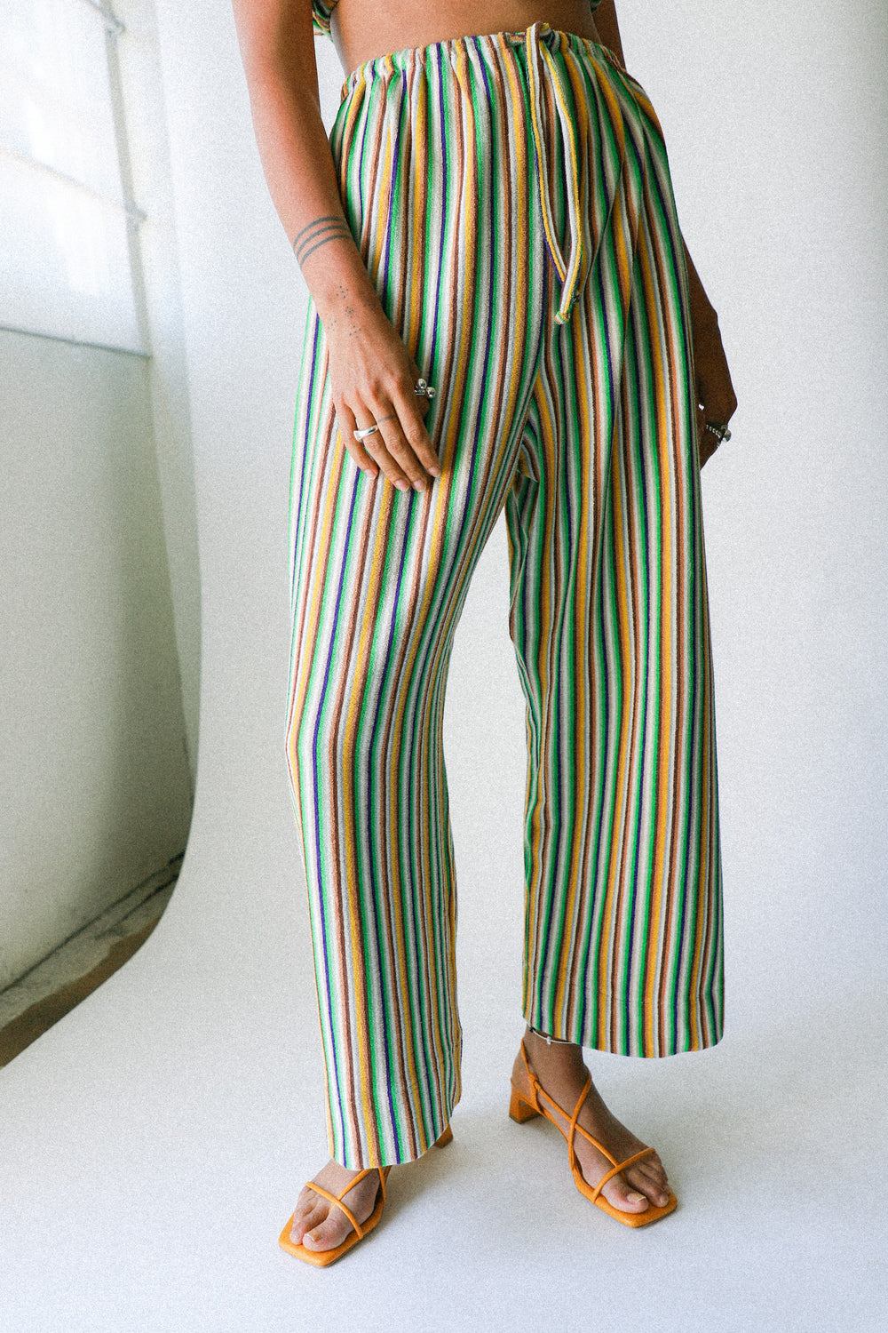 Green Stripe Terry Trouser