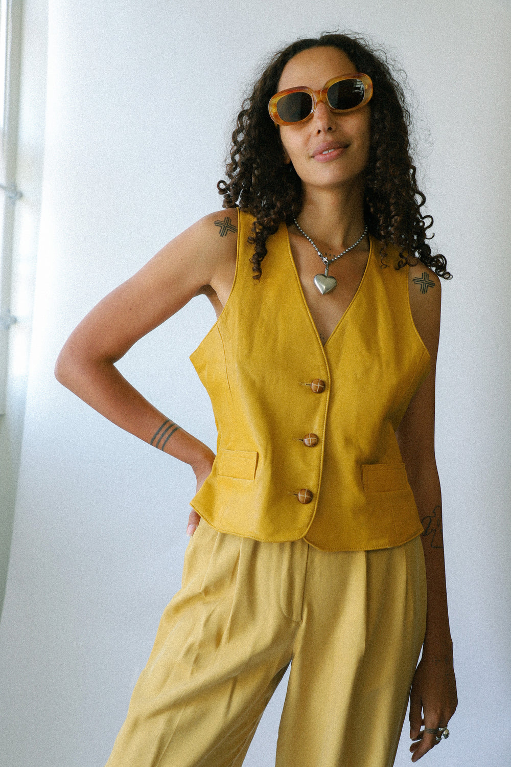 Yellow Leather Vest