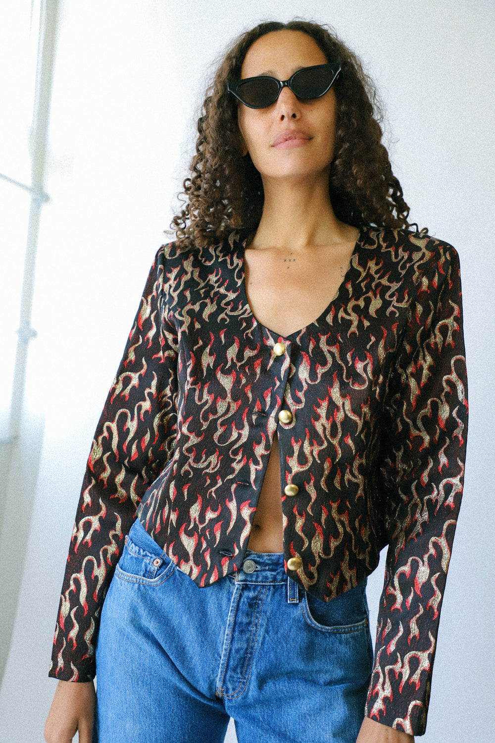 Banjo Flame Button Up Top