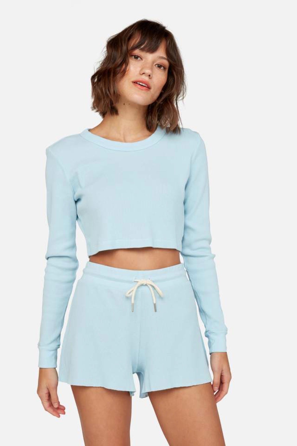 Pale Blue Lane Crop Thermal — Prism Boutique