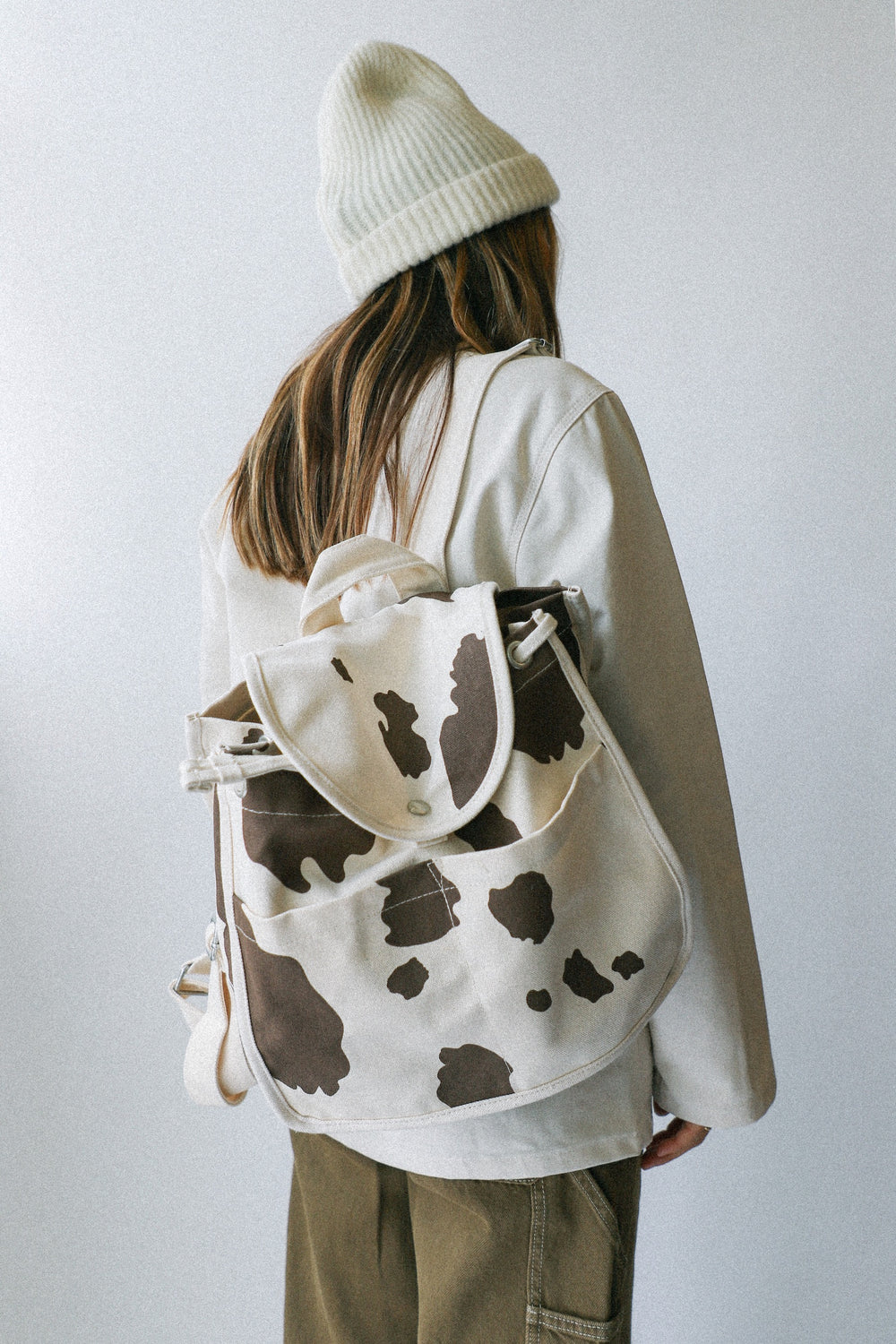 Brown Cow Drawstring Backpack