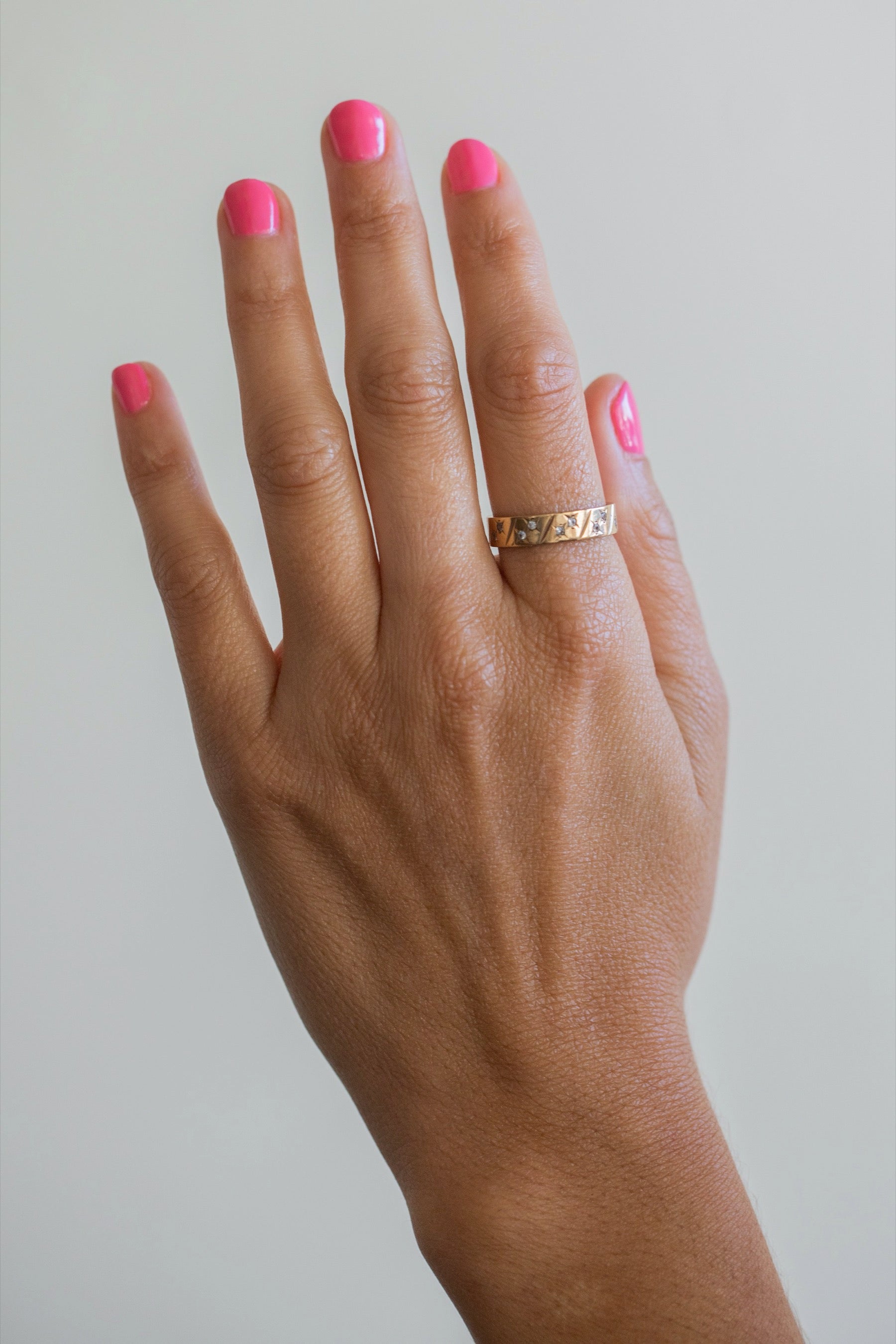 1970s Diamond Etched Eternity Band