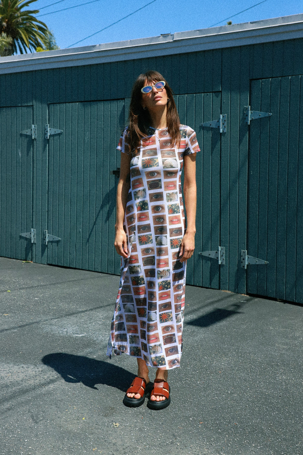 Face Print Midi Dress