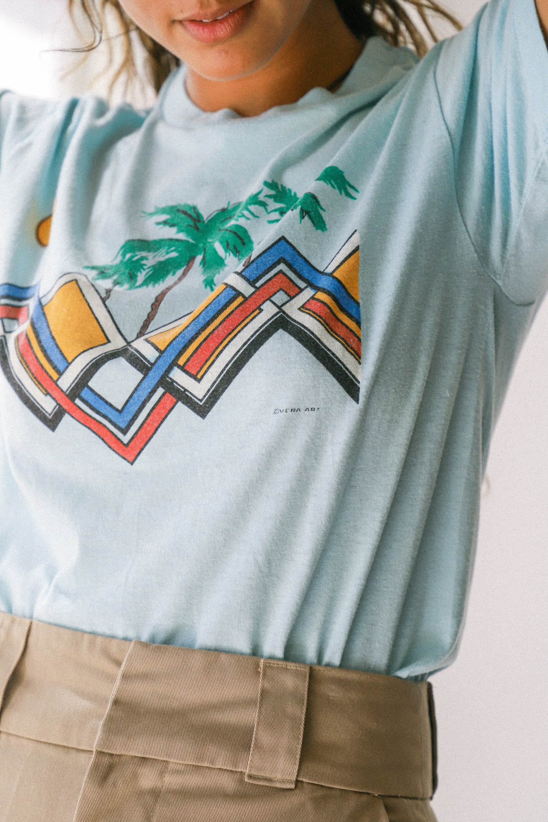 Baby Blue Palm Tree Tee