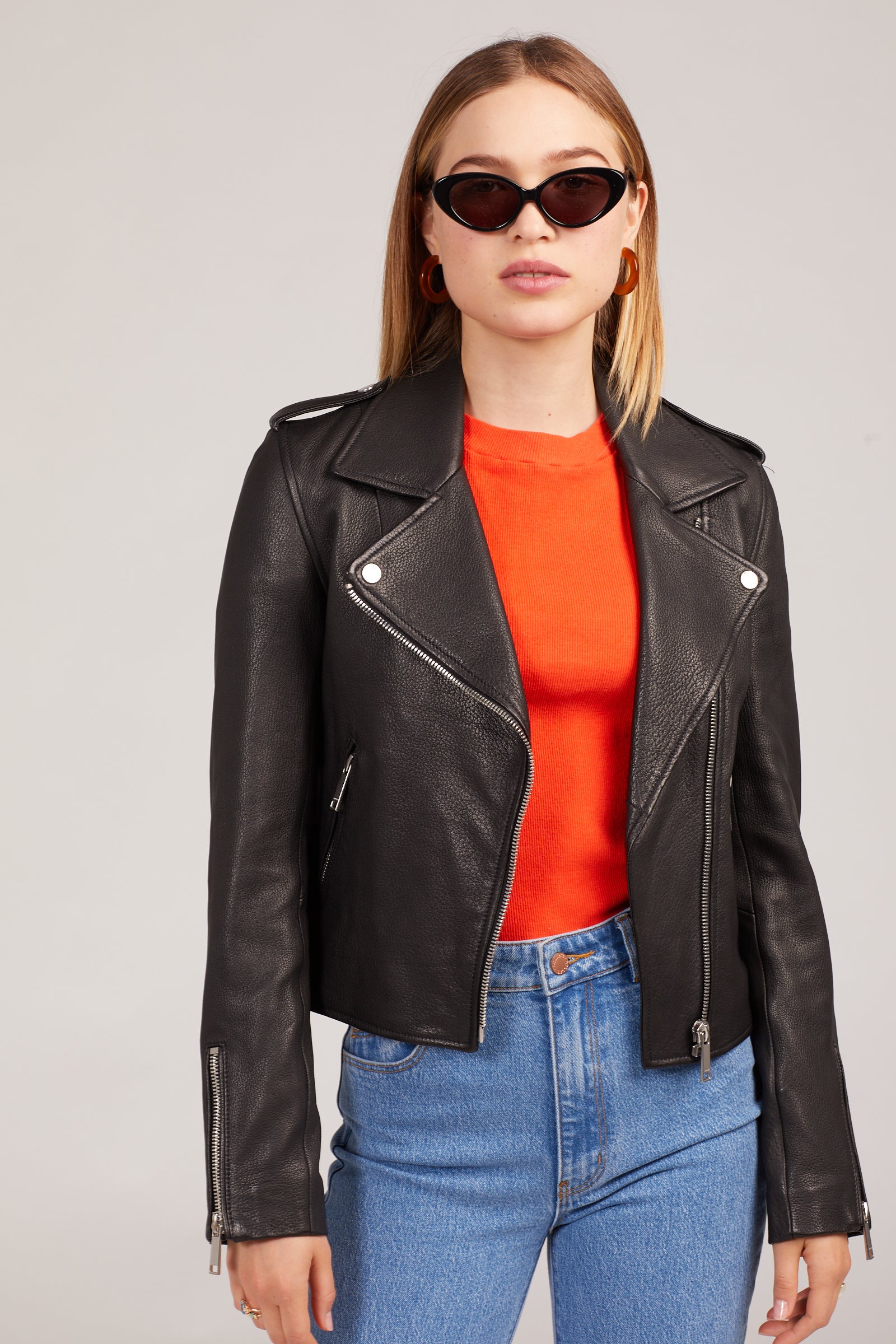 Black Kas Leather Biker Jacket