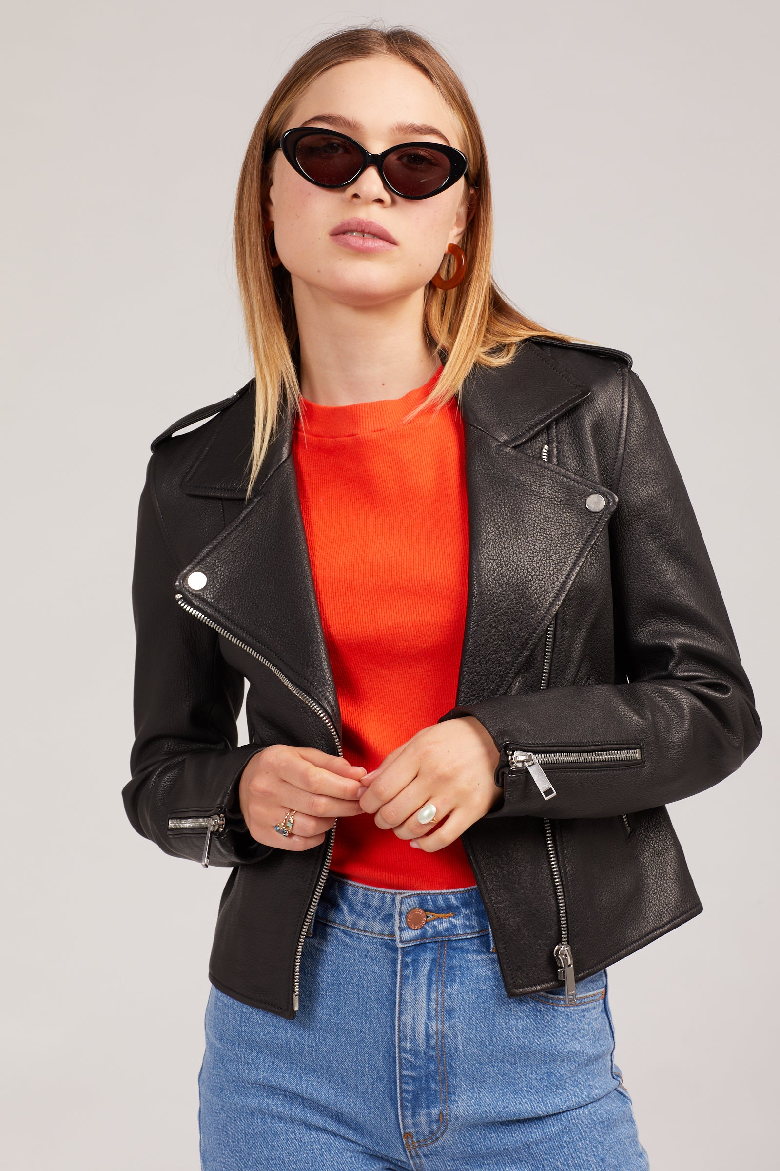 Black Kas Leather Biker Jacket