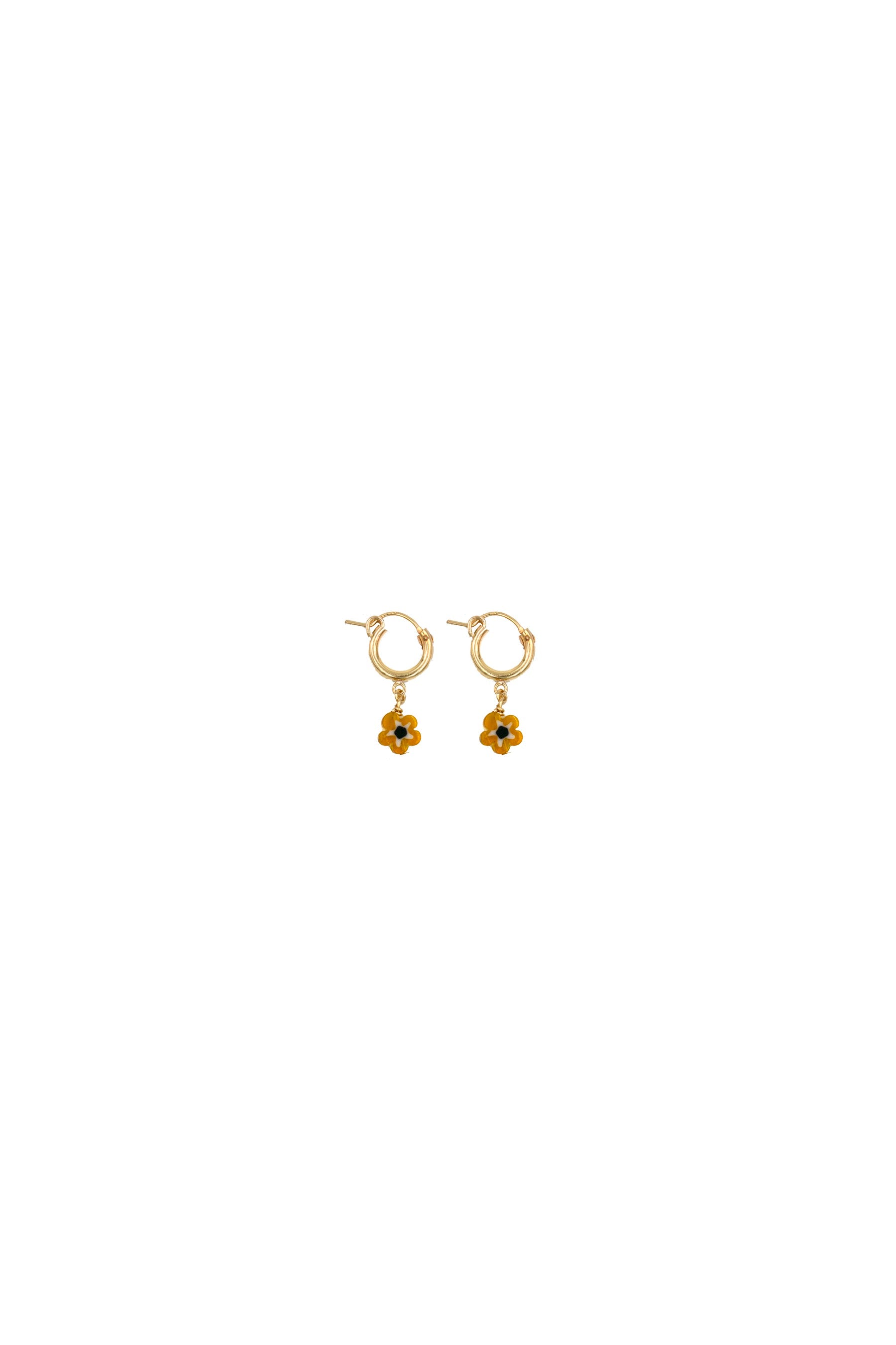 Amber Flower Charm Hoops