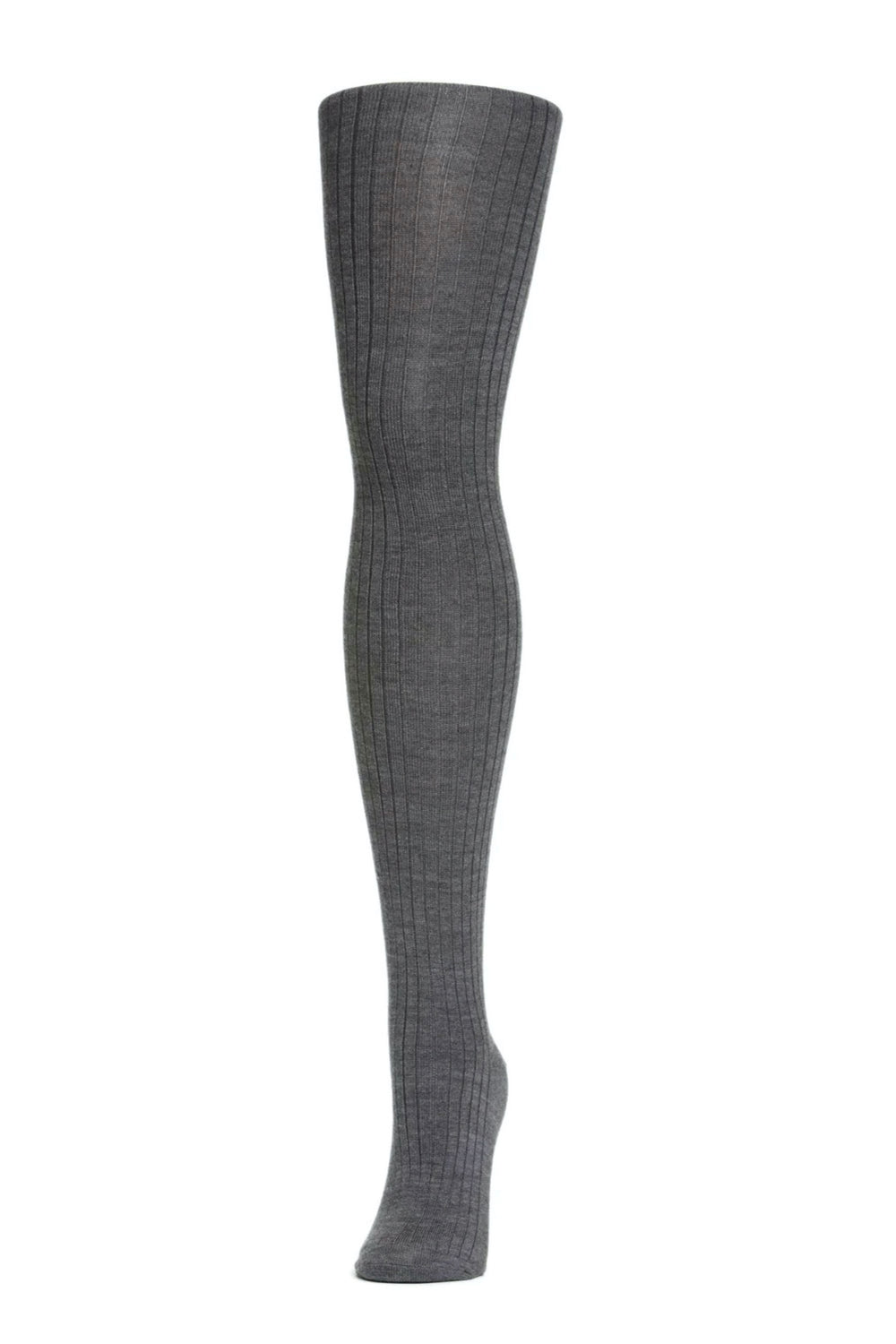 Grey Rib Wool Tights