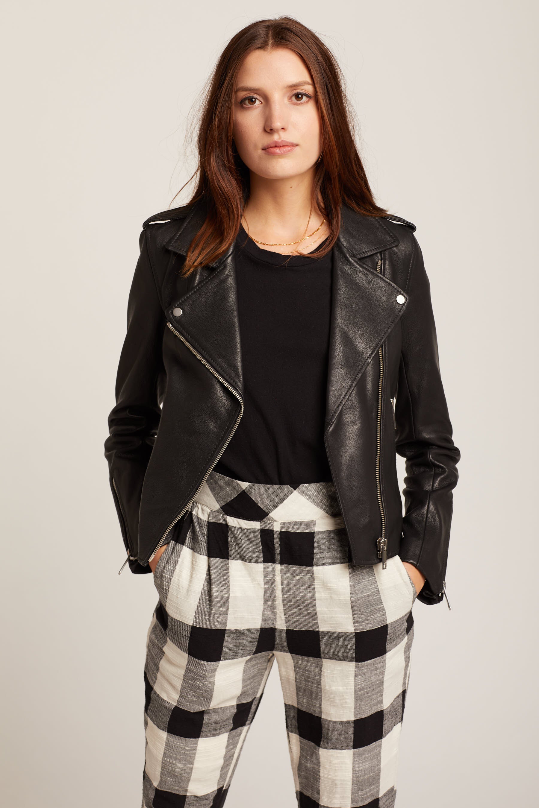 Black Kas Leather Biker Jacket