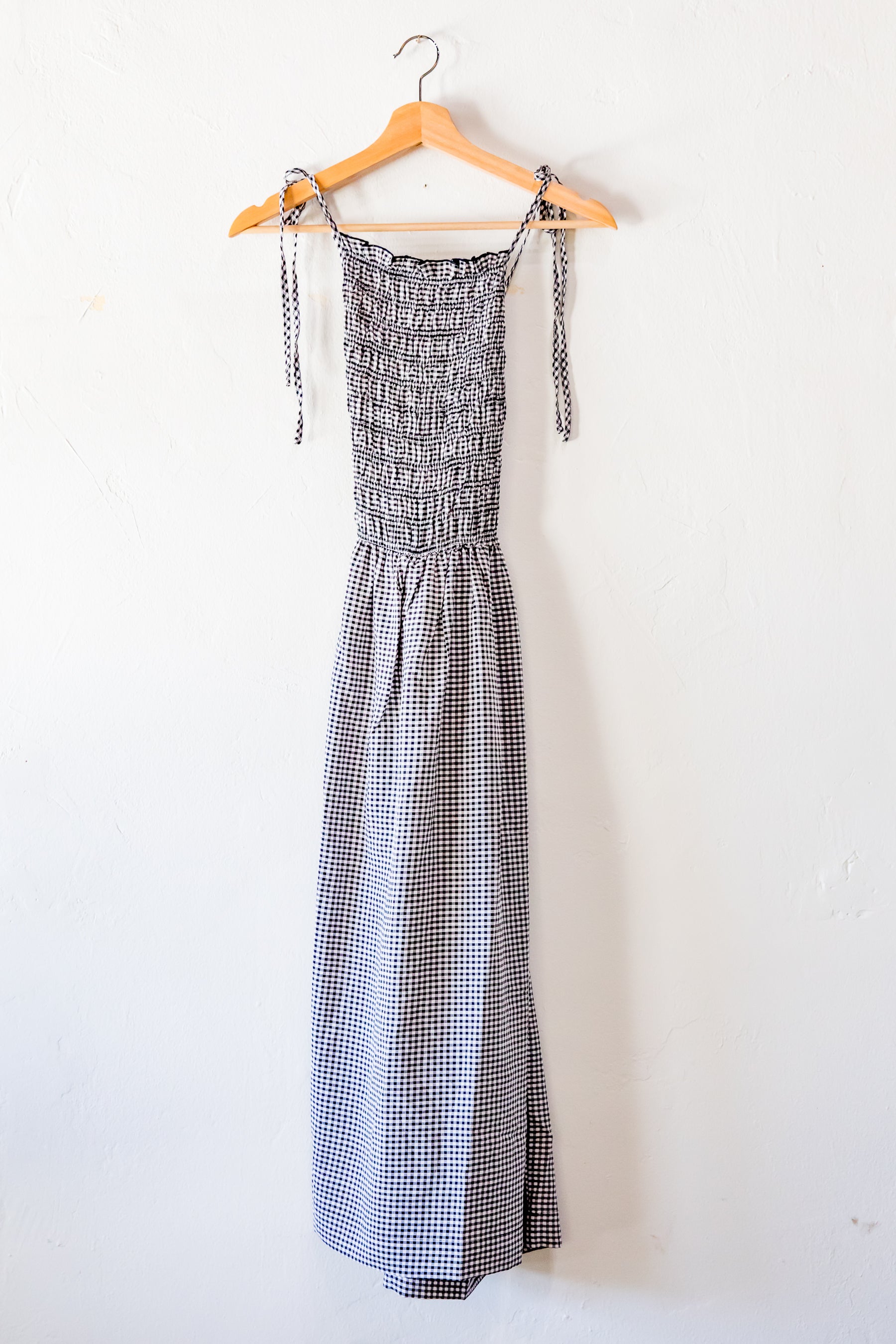 Black Gingham Midi Dress