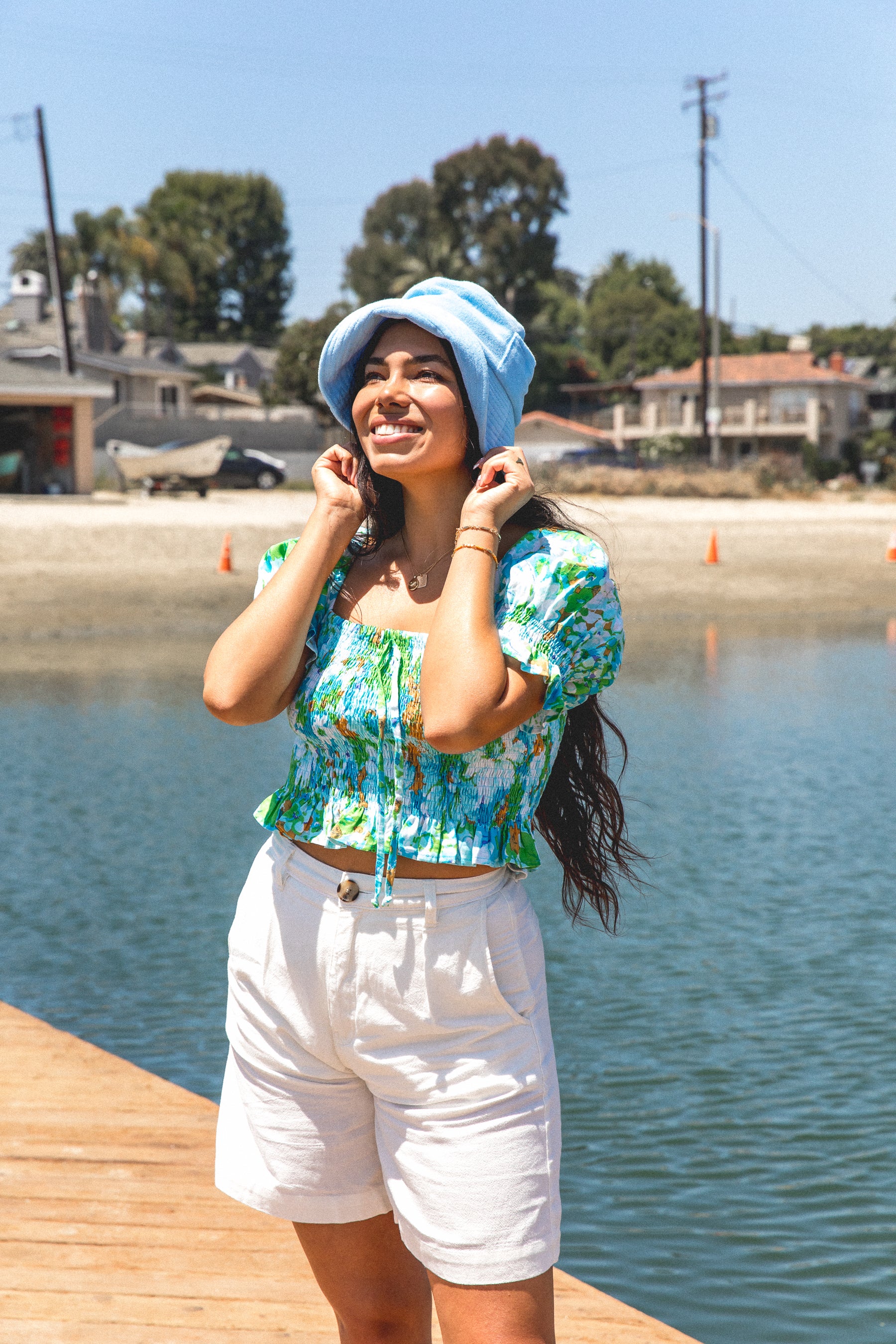 Aqua Terry Wave Bucket Hat